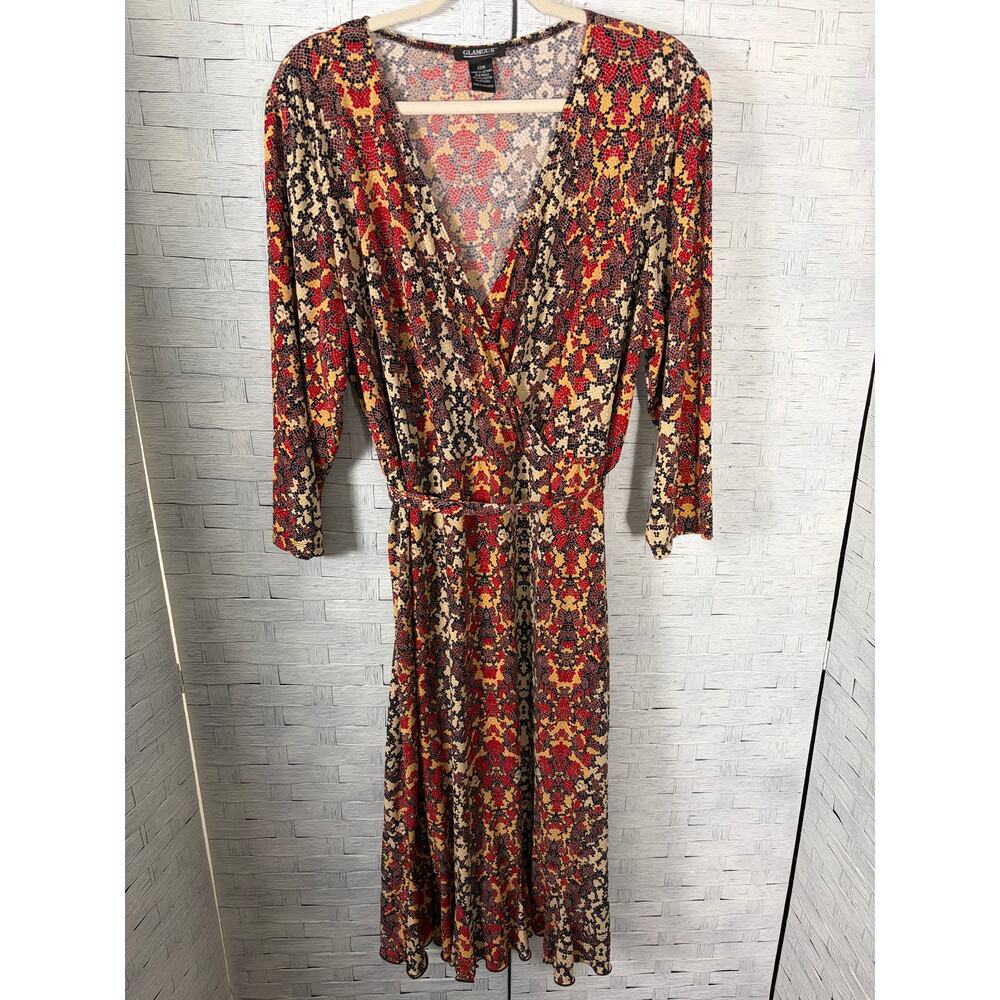 Glamour women’s dress rap style animal print colorful V-neck dark romantic